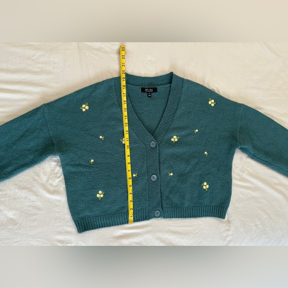 Witty Fox Ditzy Floral Crop Button Cardigan - Green - XL - Picture 12 of 14
